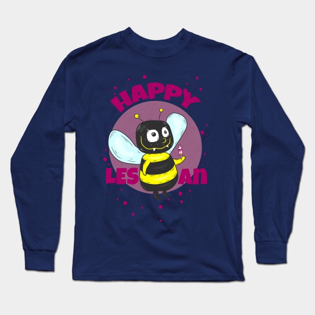 Happy Lesbian - Funny Puns Design Long Sleeve T-Shirt by Twocatsandpossum